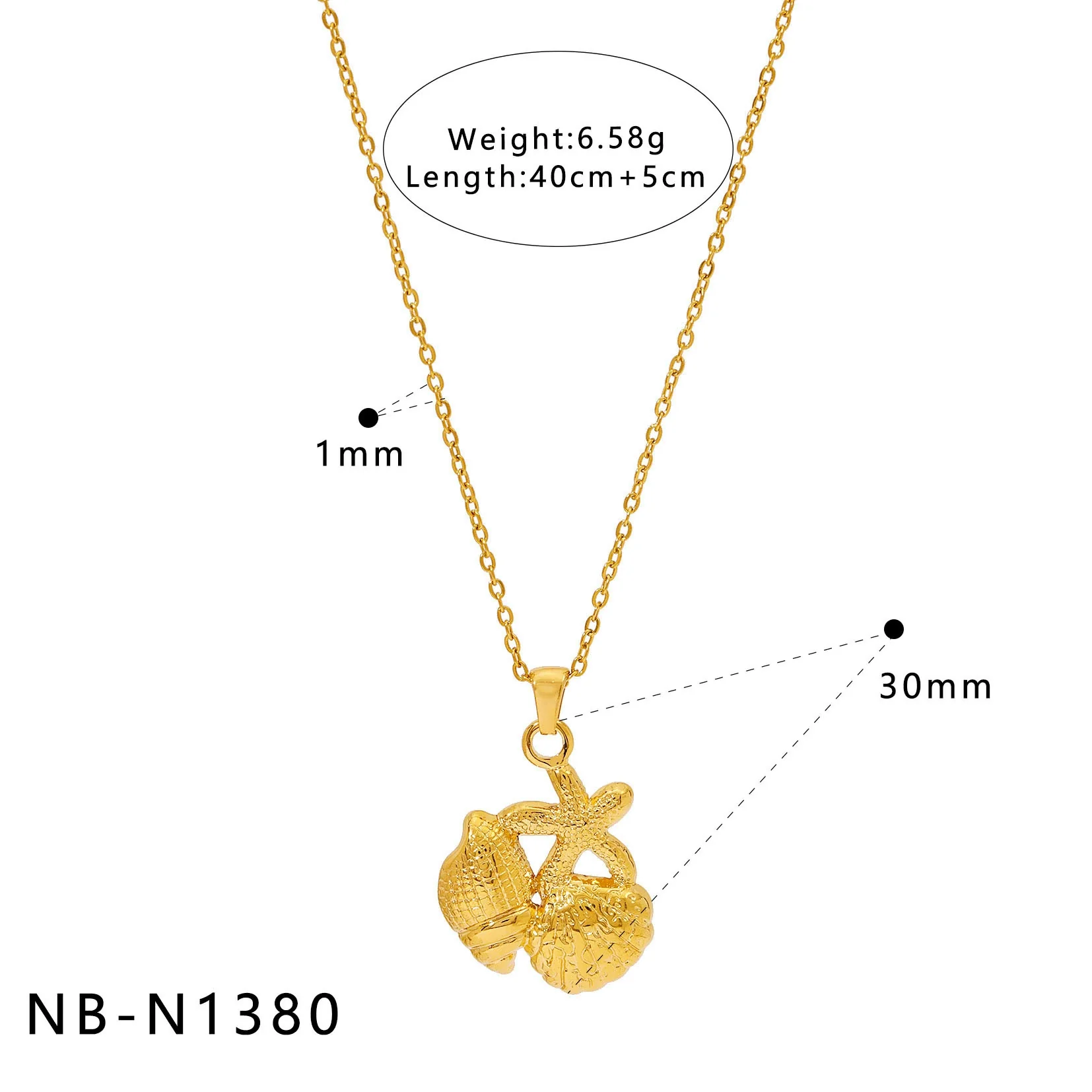 Wholesale Women's Stainless Steel 18K Gold Plated Necklace And Earrings Set With Conch And Geometric Patterns - Image 7