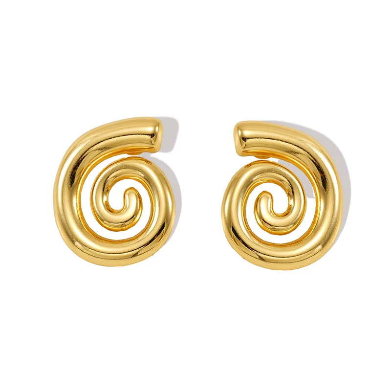 Wholesale Women's 316L Stainless Steel 18K Gold Plated Rotating Geometric Pattern Tassel Thread Earrings - Image 5