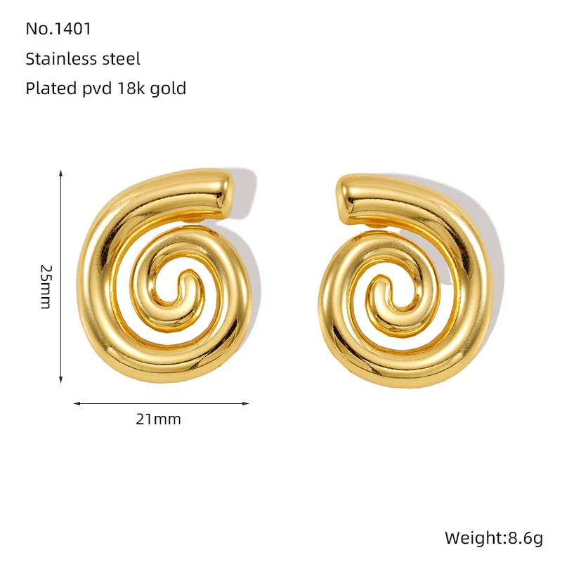 Wholesale Women's 316L Stainless Steel 18K Gold Plated Rotating Geometric Pattern Tassel Thread Earrings - Image 6