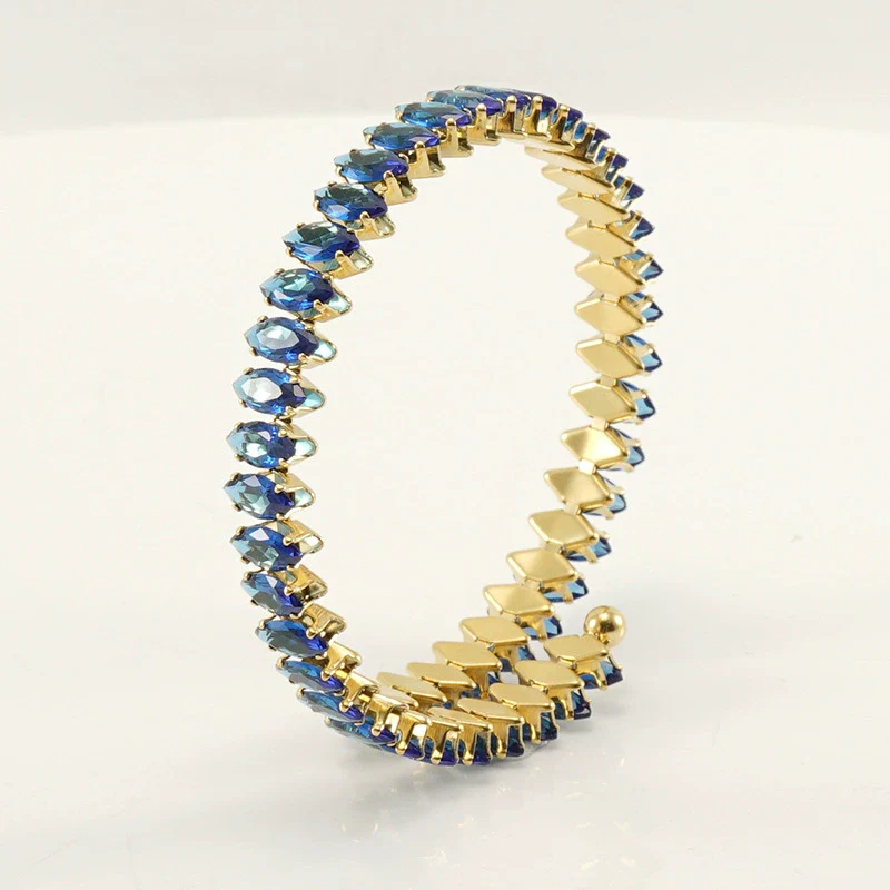 Wholesale Women's 316L Stainless Steel 18K Gold Vacuum Plated Geometric Diamond Bracelet - Image 10