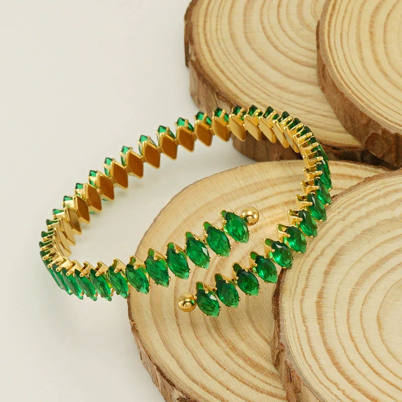 Wholesale Women's 316L Stainless Steel 18K Gold Vacuum Plated Geometric Diamond Bracelet - Image 2