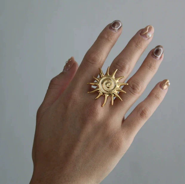 Wholesale Women's Stainless Steel 18K Goldinlaid Fruitshaped Open Ring Light Luxury Geometric Accessories