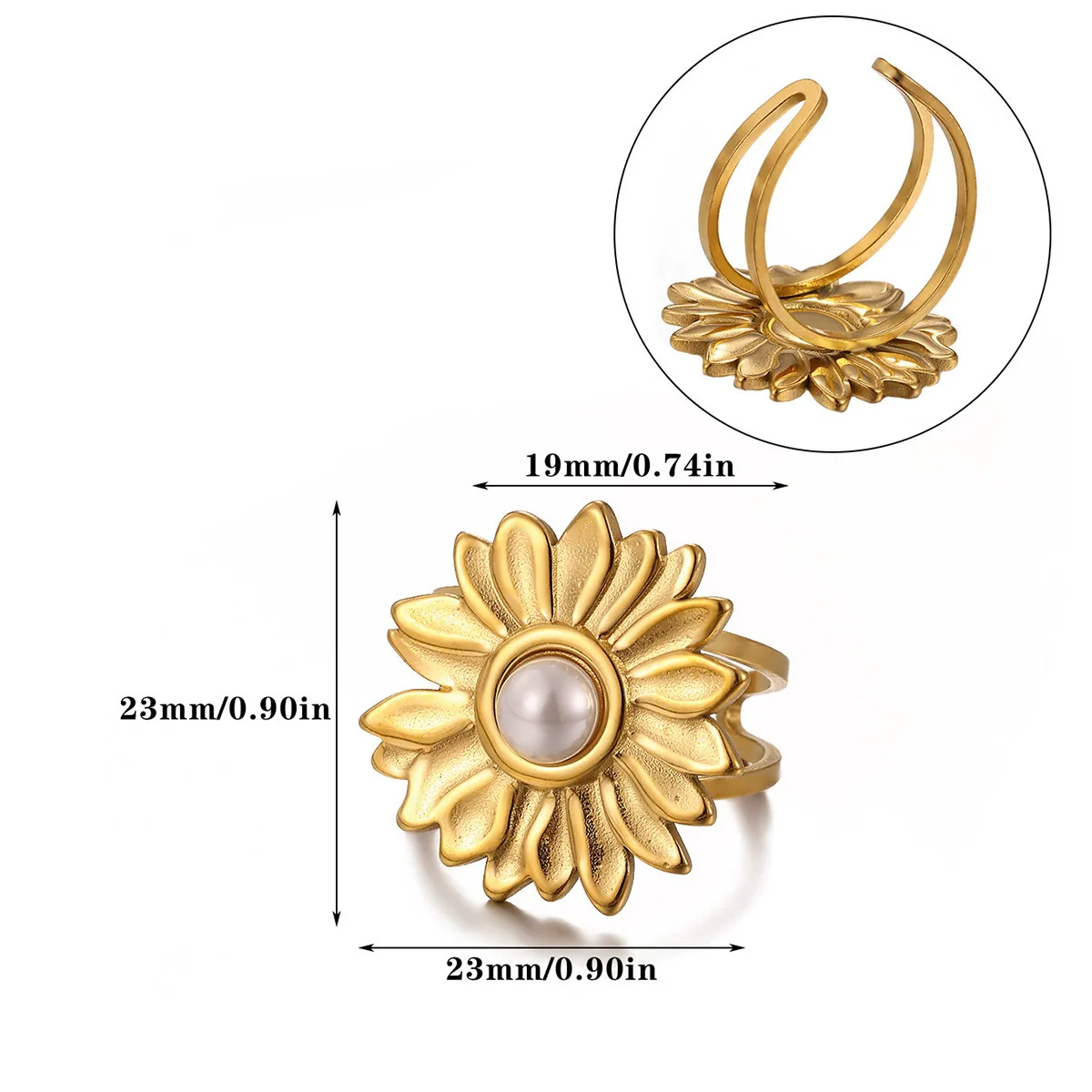 Wholesale Women's Stainless Steel 18K Goldinlaid Fruitshaped Open Ring Light Luxury Geometric Accessories - Image 7