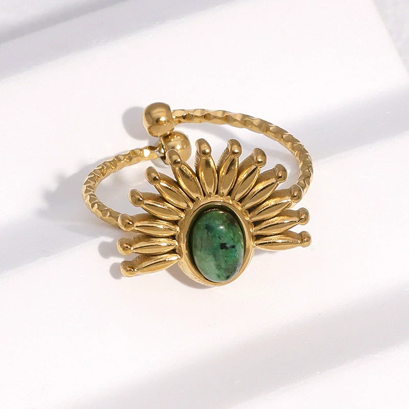 Wholesale Women's Stainless Steel 18K Goldplated Flowershaped Ring With Simple Style - Image 3