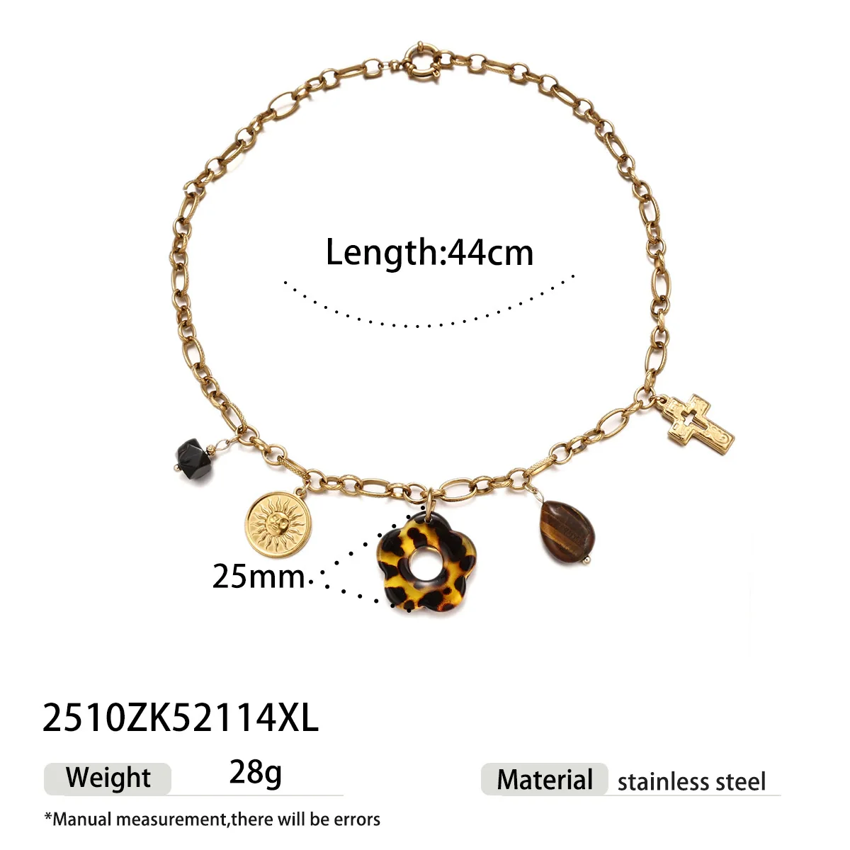 Wholesale Women's Stainless Steel And Titanium Steel Electroplated Flower Pendant Sweater Chain Necklace In Ins Style And Ocean Series - Image 6