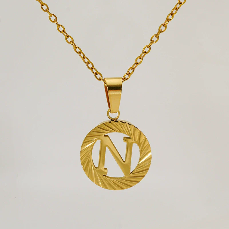Wholesale Women's Stainless Steel And Titanium Steel Electroplated Round Pattern Letters And Numbers Necklace With Cross Chain - Image 18