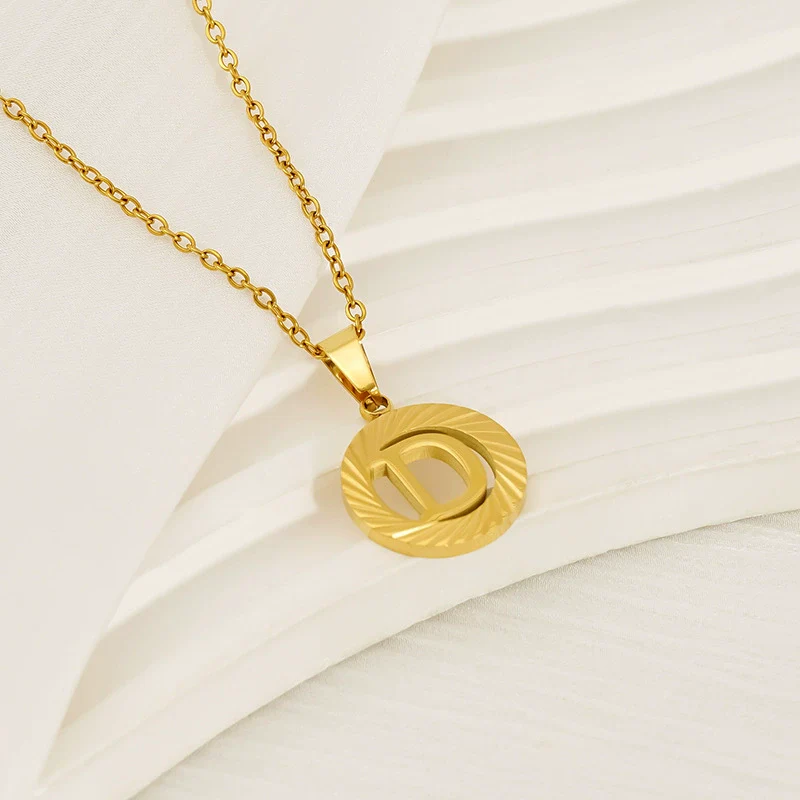 Wholesale Women's Stainless Steel And Titanium Steel Electroplated Round Pattern Letters And Numbers Necklace With Cross Chain - Image 2