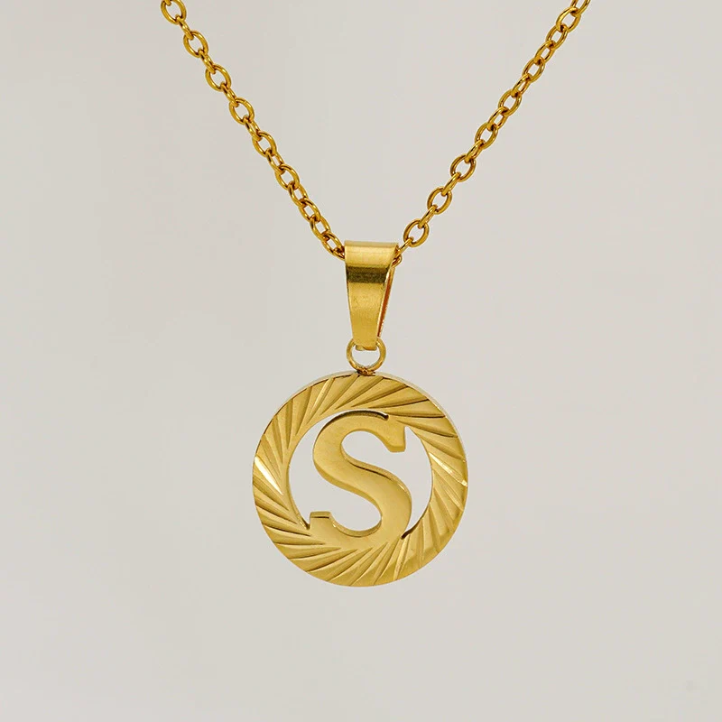 Wholesale Women's Stainless Steel And Titanium Steel Electroplated Round Pattern Letters And Numbers Necklace With Cross Chain - Image 23