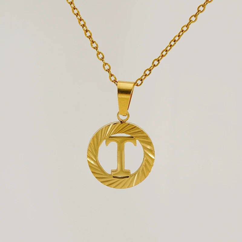 Wholesale Women's Stainless Steel And Titanium Steel Electroplated Round Pattern Letters And Numbers Necklace With Cross Chain - Image 24