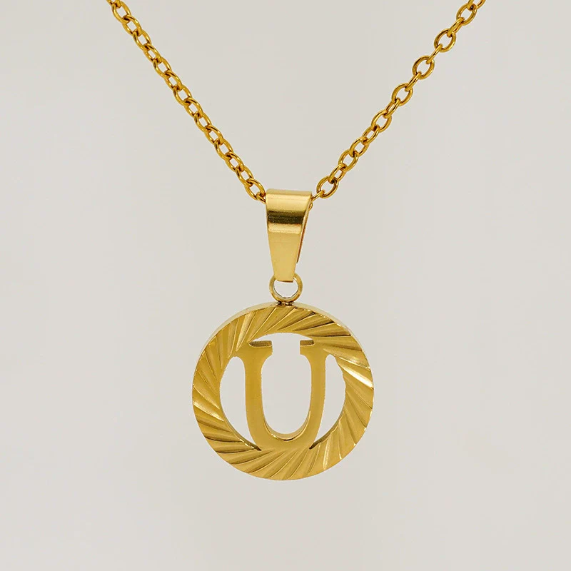 Wholesale Women's Stainless Steel And Titanium Steel Electroplated Round Pattern Letters And Numbers Necklace With Cross Chain - Image 25