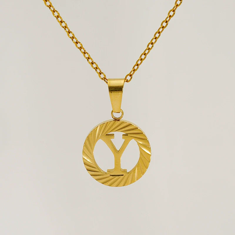 Wholesale Women's Stainless Steel And Titanium Steel Electroplated Round Pattern Letters And Numbers Necklace With Cross Chain - Image 29