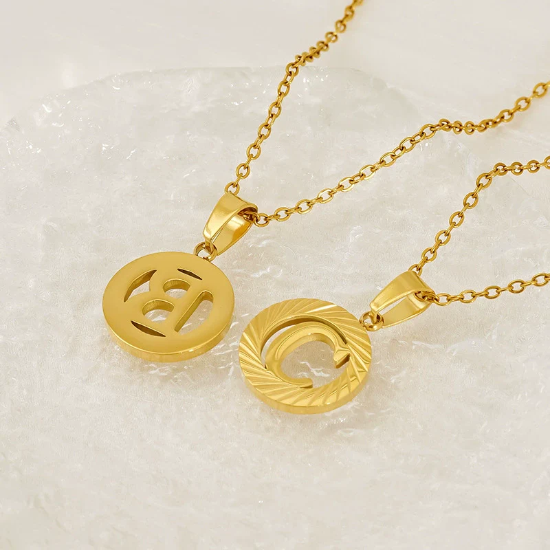 Wholesale Women's Stainless Steel And Titanium Steel Electroplated Round Pattern Letters And Numbers Necklace With Cross Chain - Image 3