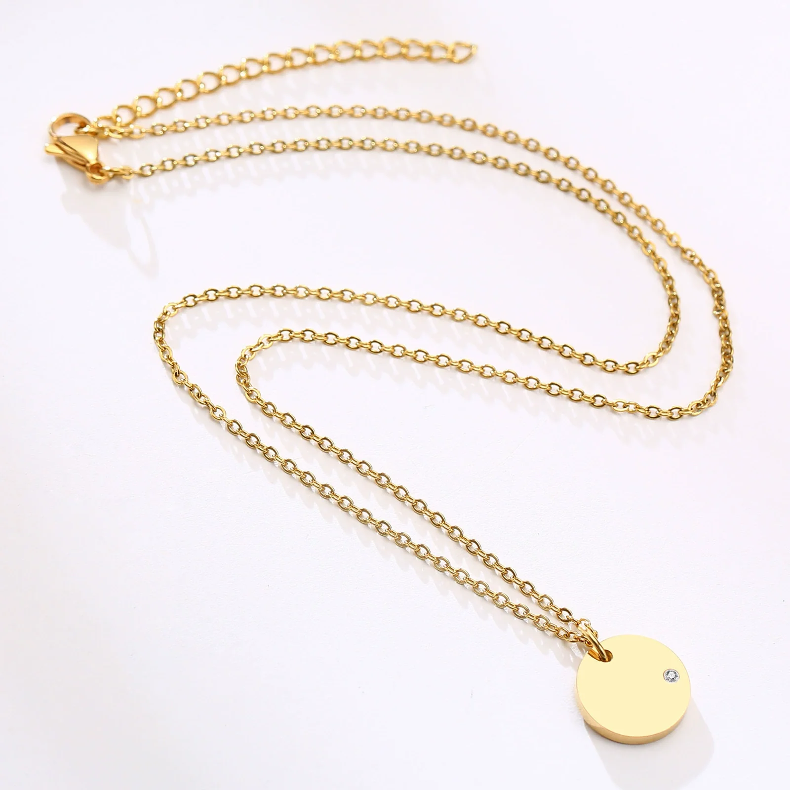 Wholesale Women's Stainless Steel And Titanium Steel Geometric Diamond Necklace With Ochain - Image 4