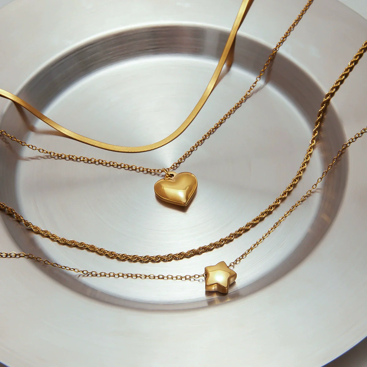 Wholesale Women's Stainless Steel And Titanium Steel Geometric Electroplated Multi Layer Necklace - Image 3