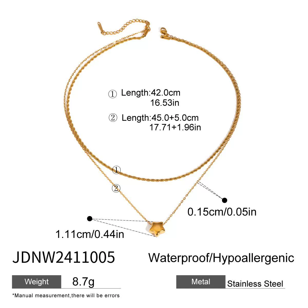 Wholesale Women's Stainless Steel And Titanium Steel Geometric Electroplated Multi Layer Necklace - Image 6