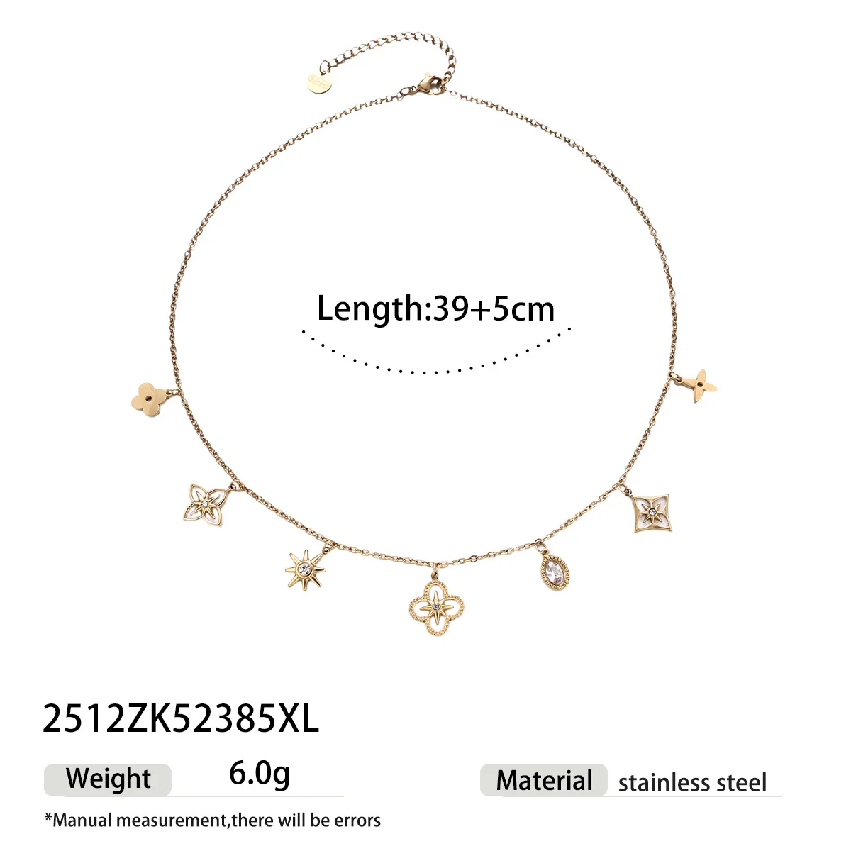 Wholesale Women's Stainless Steel And Titanium Steel Necklace With Flower Star Zircon Inlaid Electroplated Design Sweater Chain - Image 6