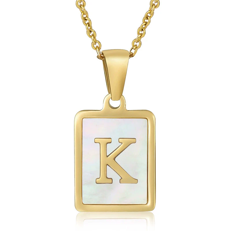 Wholesale Women's 316L Stainless Steel And 316L Stainless Steel Necklace With Natural Shells Letters Numbers Text Pattern 18K Gold Plated Vacuum Electroplating In Furnace Cross Chain Style - Image 15