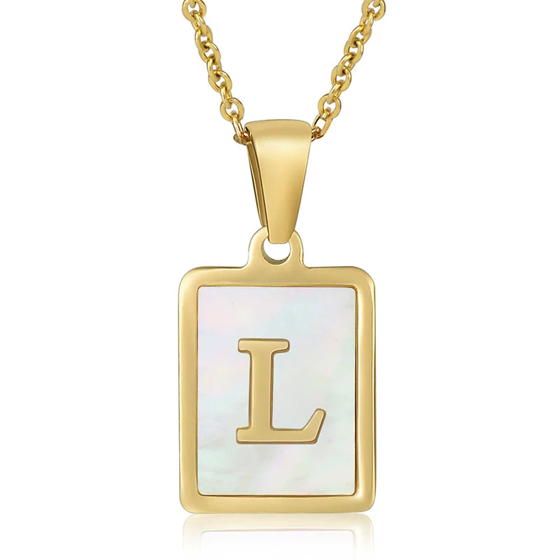 Wholesale Women's 316L Stainless Steel And 316L Stainless Steel Necklace With Natural Shells Letters Numbers Text Pattern 18K Gold Plated Vacuum Electroplating In Furnace Cross Chain Style - Image 16