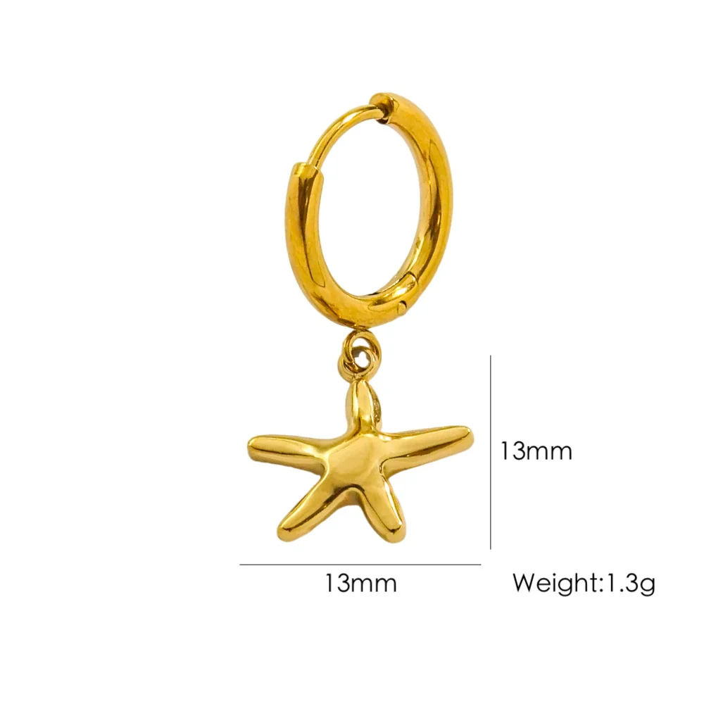 Wholesale Women's Stainless Steel Animals Zodiac Handmade Fine Throwing Vacuum In Furnace Polished Starfish Pendant Earrings - Image 15