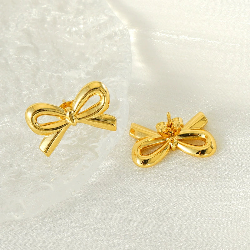 Wholesale Women's 316L Stainless Steel Bow Earrings With Electroplating Light Luxury And Simple Fashion Style - Image 2