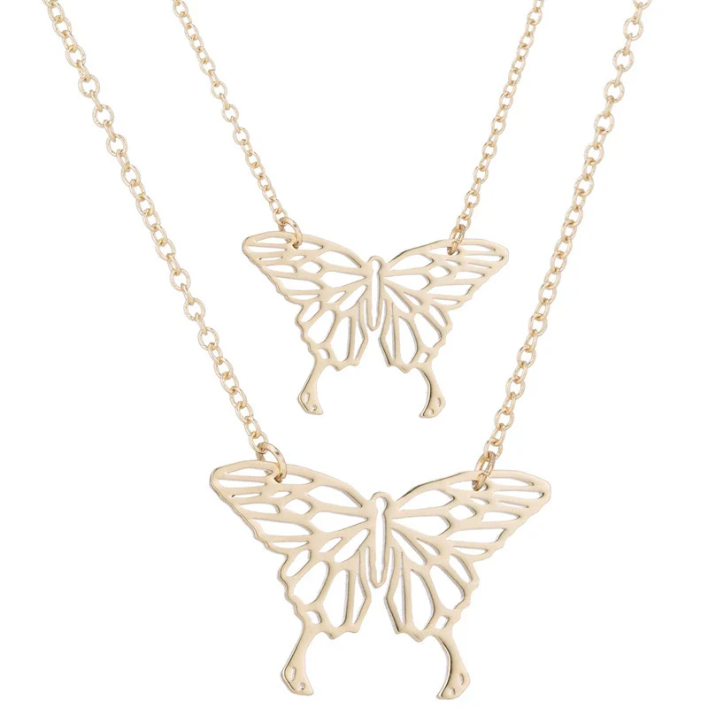 Wholesale Women's Stainless Steel Butterfly Ochain Pendant Necklace With Electroplating And Animal Pattern - Image 2