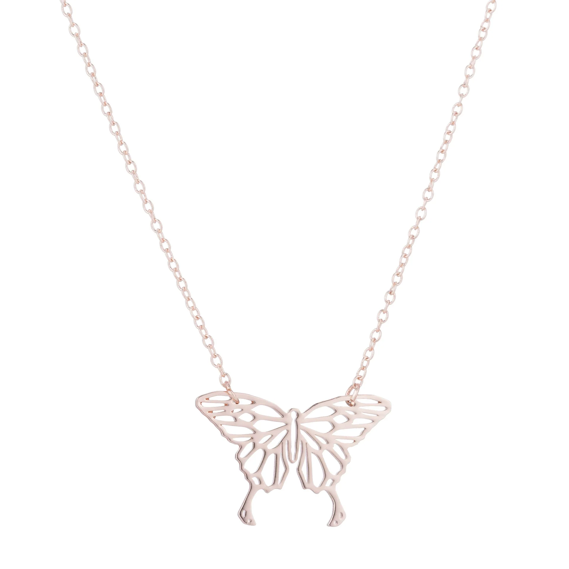 Wholesale Women's Stainless Steel Butterfly Ochain Pendant Necklace With Electroplating And Animal Pattern - Image 4