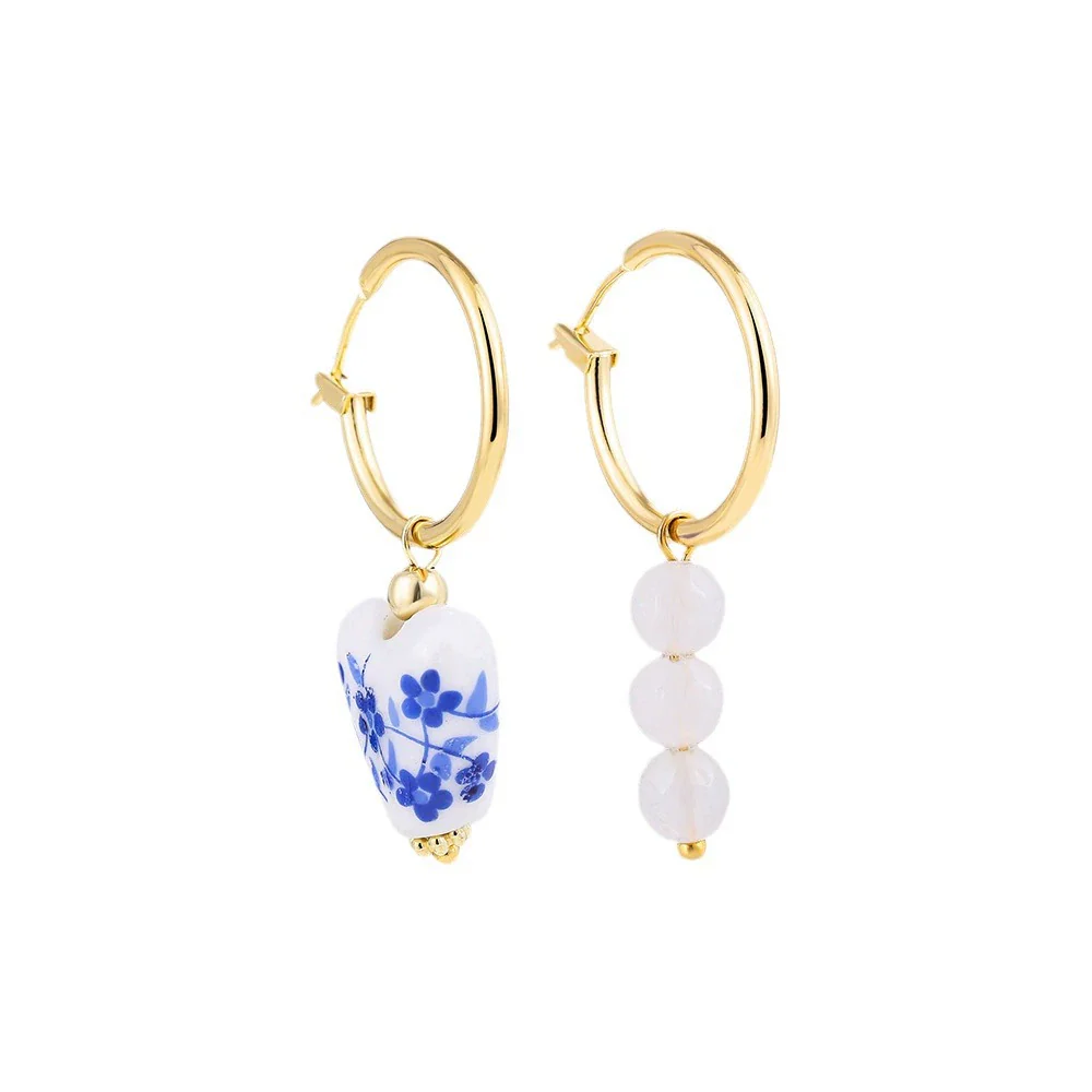 Wholesale Women's Stainless Steel Ceramic Earrings With Love Strawberry Butterfly And Teapot Patterns Electroplated - Image 5