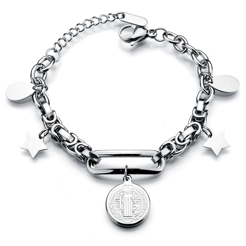 Wholesale Women's Stainless Steel Double Layer Tree Of Life Pendant Bracelet With Geometric Pattern - Image 2