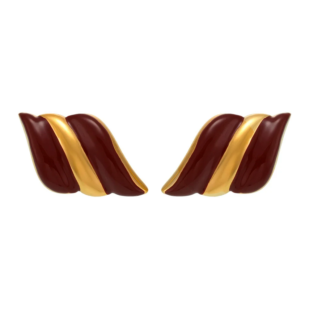 Wholesale Women's Stainless Steel Drip Oil Geometric Glazed Wings Earrings Pvd Plated - Image 5