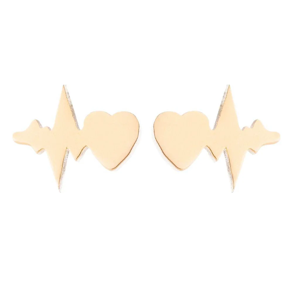 Wholesale Women's Stainless Steel Electrocardiogram Love Heartbeat Pendant Earrings With Electroplating Treatment - Image 5