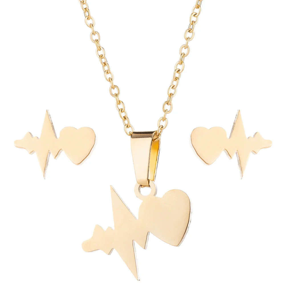 Wholesale Women's Stainless Steel Electrocardiogram Love Heartbeat Pendant Earrings With Electroplating Treatment - Image 6