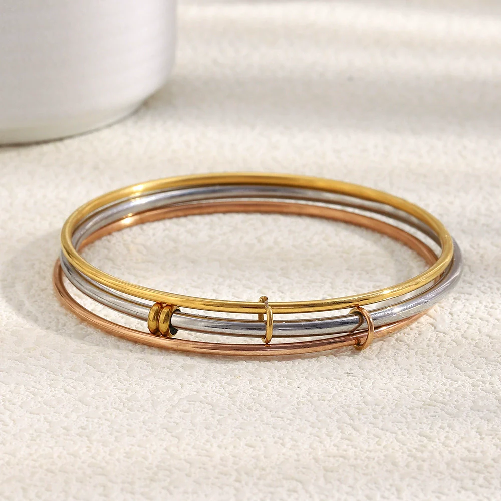 Wholesale Women's Stainless Steel Electroplated 18K Gold Geometric Hand Jewelry Bracelet