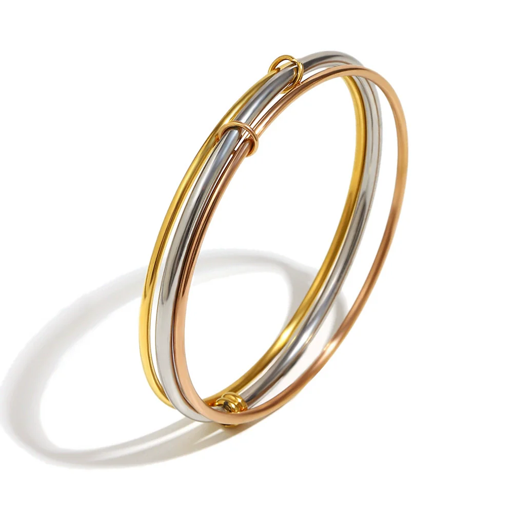 Wholesale Women's Stainless Steel Electroplated 18K Gold Geometric Hand Jewelry Bracelet - Image 5
