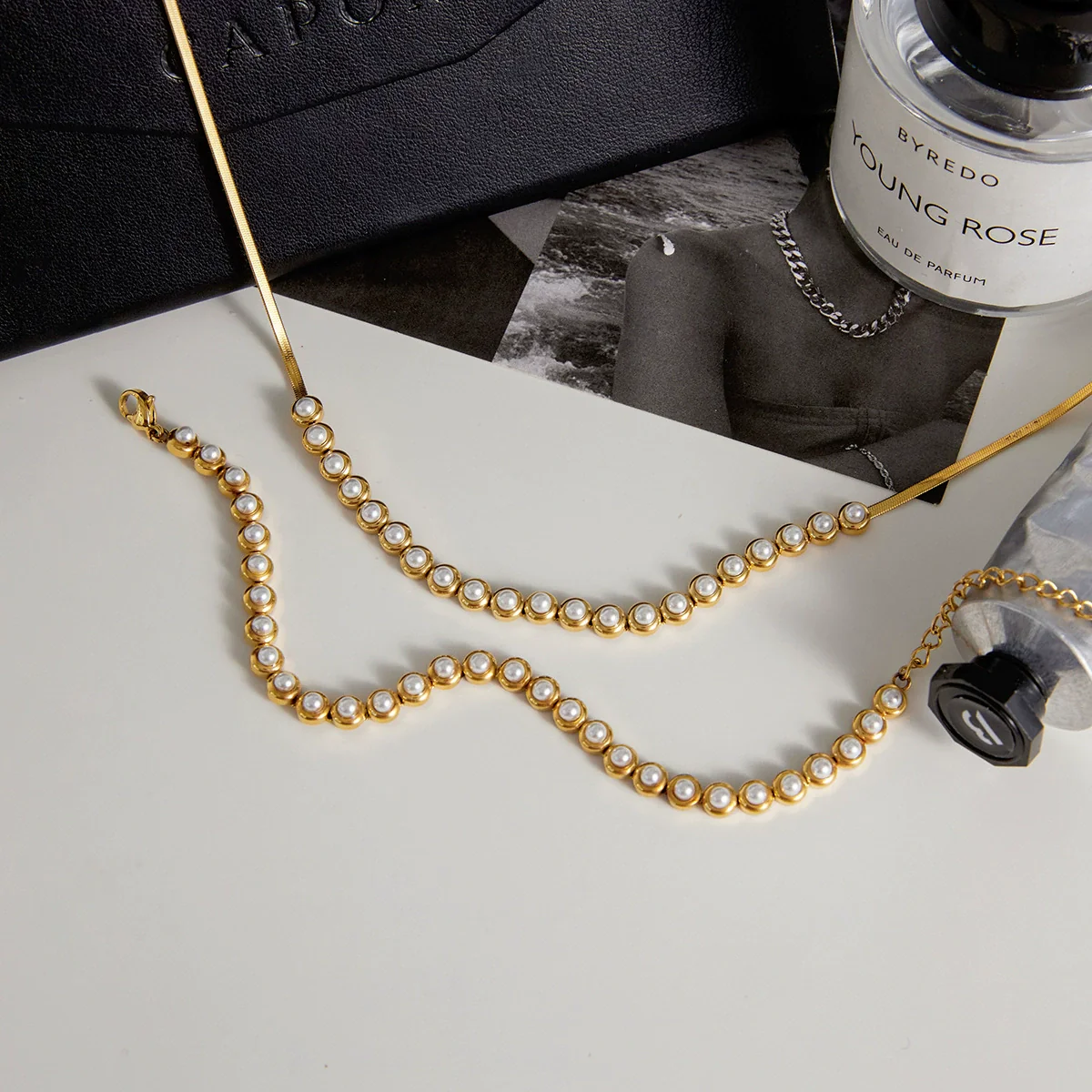 Wholesale Women's Stainless Steel Electroplated Blade Chain Necklace And Bracelet Accessories Fashion Minimalist Style - Image 2