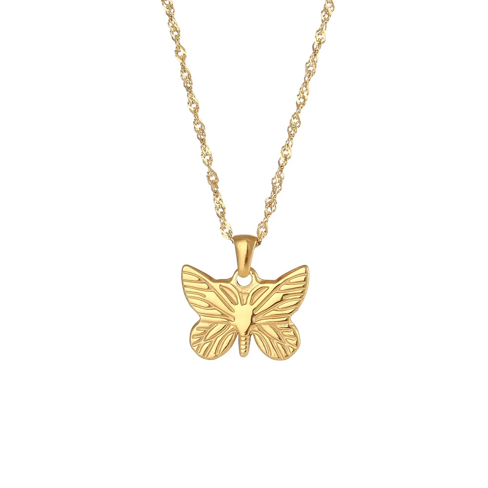 Wholesale Women's Stainless Steel Electroplated Butterfly Pendant Necklace Fashion Insect Design - Image 5