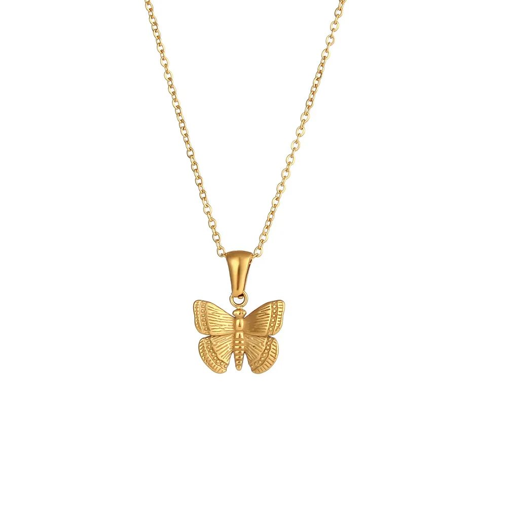 Wholesale Women's Stainless Steel Electroplated Butterfly Pendant Necklace Fashion Insect Design - Image 6