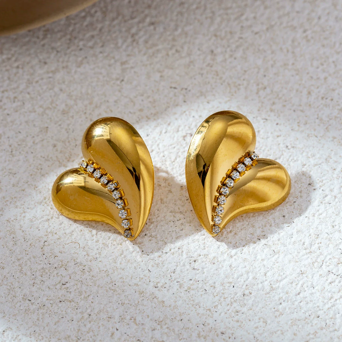 Wholesale Women's Stainless Steel Electroplated Cute Geometric Heart Star Shaped Zircon Inlaid Earrings - Image 2