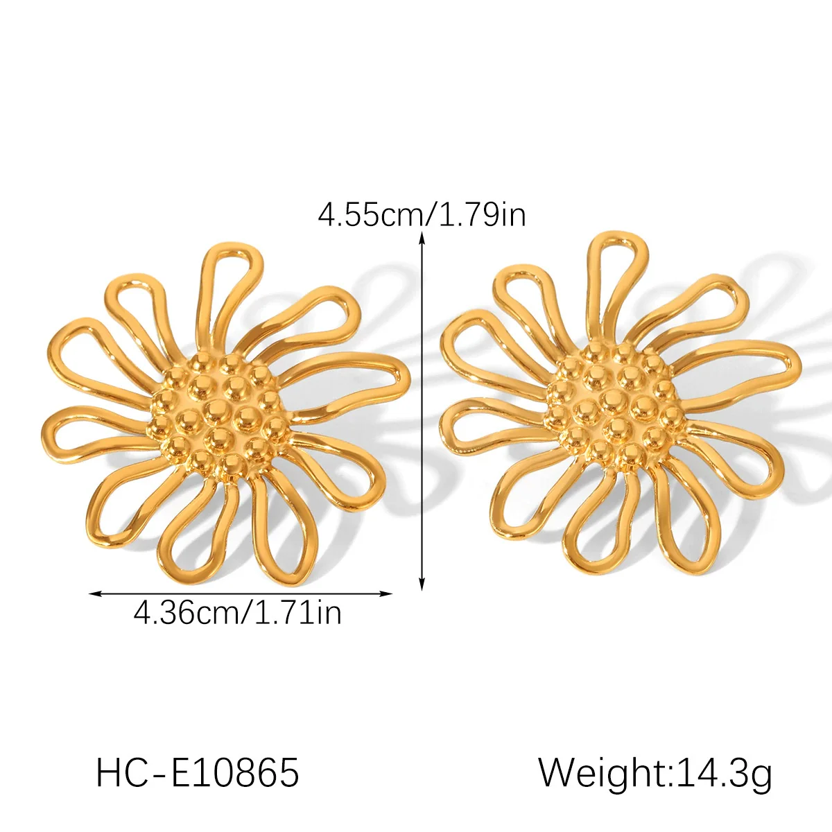 Wholesale Women's Stainless Steel Electroplated Geometric And Flower Cut Out Earrings Jewelry - Image 6