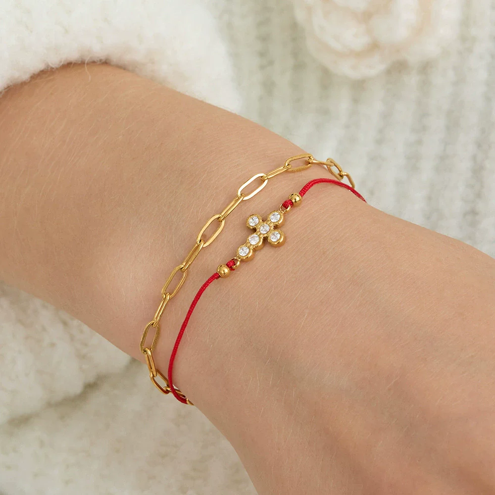 Wholesale Women's Stainless Steel Electroplated Geometric Cross Bracelet Jewelry