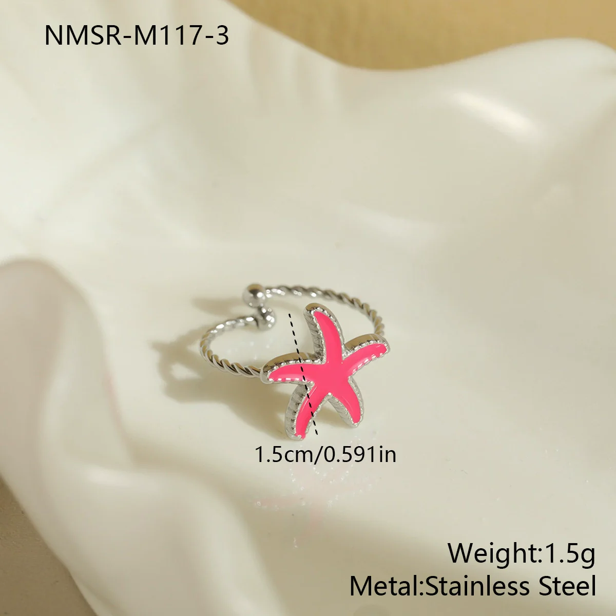 Wholesale Women's Stainless Steel Electroplated Geometric Starfish Open Ring Jewelry - Image 10