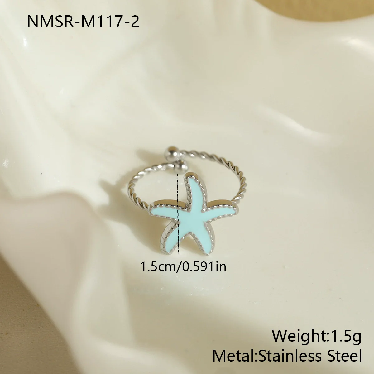 Wholesale Women's Stainless Steel Electroplated Geometric Starfish Open Ring Jewelry - Image 9