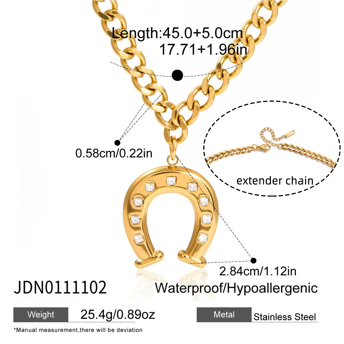 Wholesale Women's Stainless Steel Electroplated Geometric Ushaped Horseshoe Diamond Bracelet And Necklace Jewelry Accessories - Image 7
