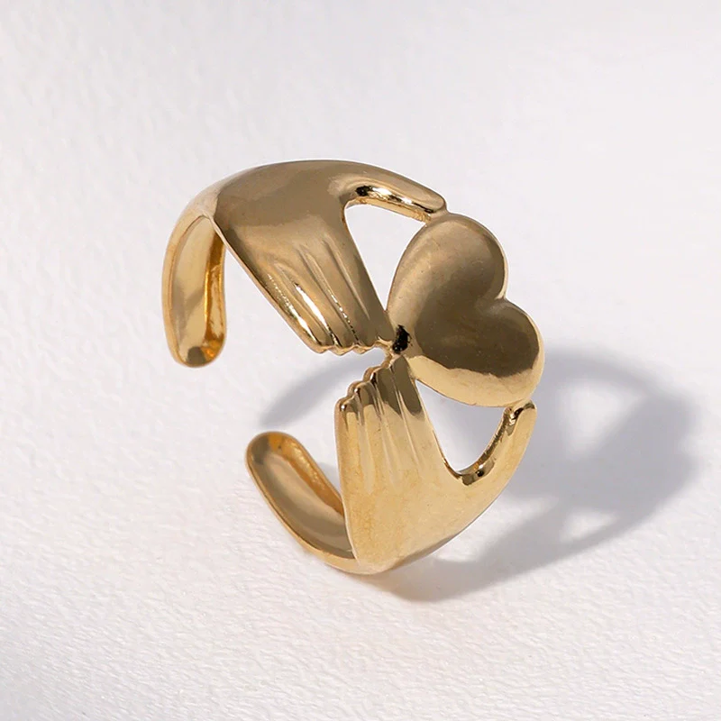 Wholesale Women's Stainless Steel Electroplated Heart Open Ring Simple And Fashionable - Image 2