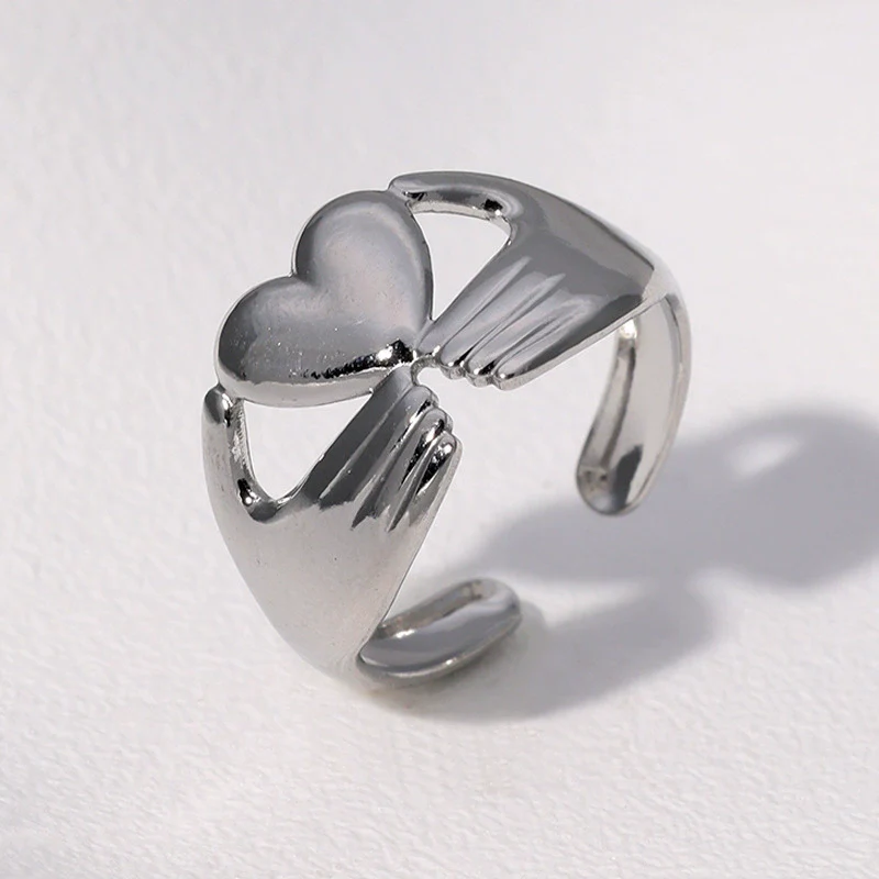 Wholesale Women's Stainless Steel Electroplated Heart Open Ring Simple And Fashionable - Image 3