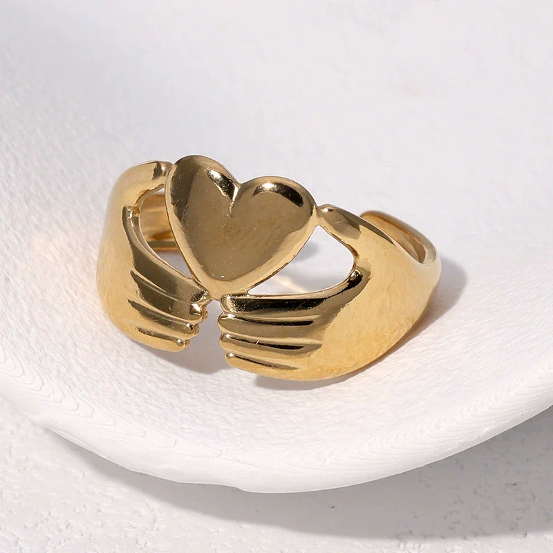 Wholesale Women's Stainless Steel Electroplated Heart Open Ring Simple And Fashionable - Image 4