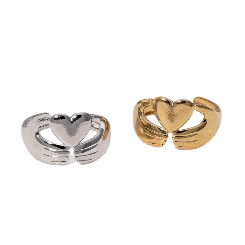 Wholesale Women's Stainless Steel Electroplated Heart Open Ring Simple And Fashionable - Image 5