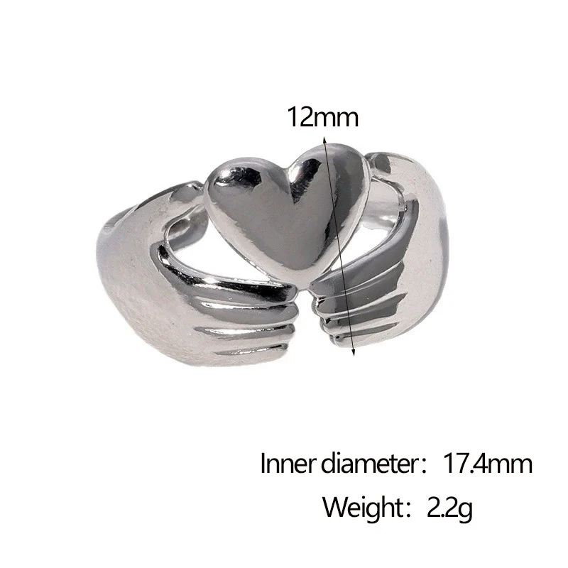 Wholesale Women's Stainless Steel Electroplated Heart Open Ring Simple And Fashionable - Image 7
