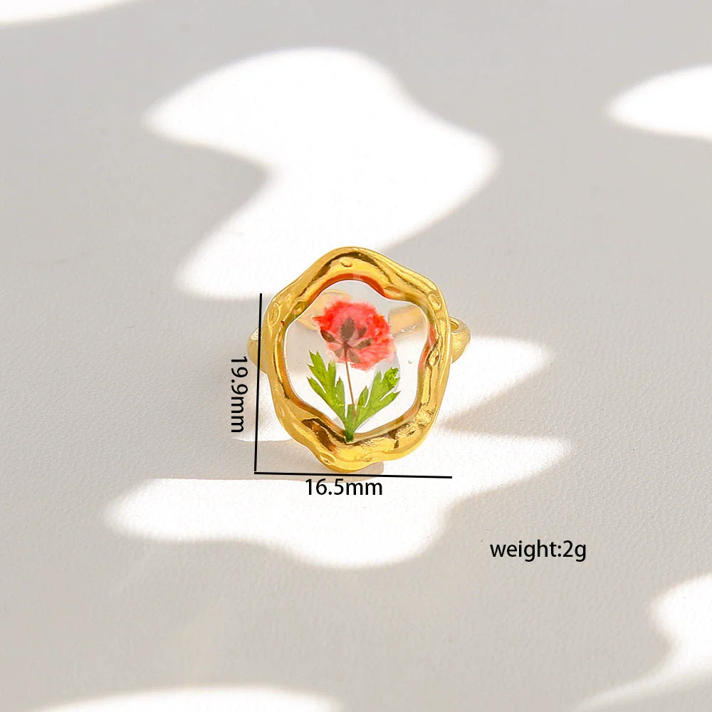Wholesale Women's Stainless Steel Electroplated Heart Shape And Flower Ring With Minimalist Design - Image 16