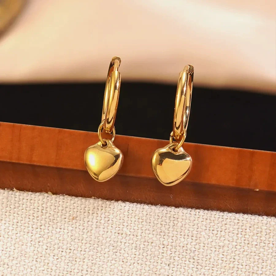 Wholesale Women's Stainless Steel Electroplated Heart Water Drop Bell Jewelry Set Necklace Earrings - Image 3