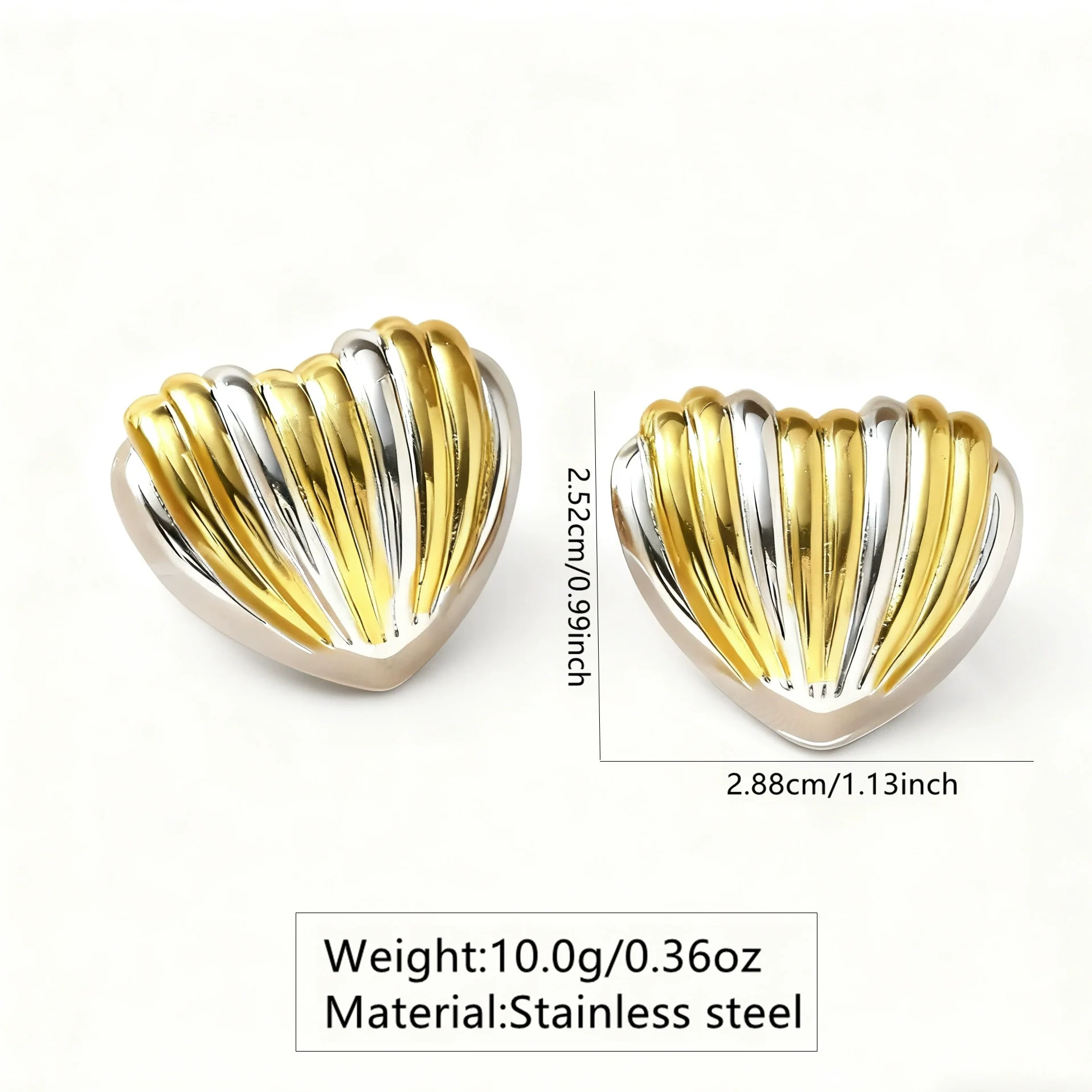 Wholesale Women's Stainless Steel Electroplated Heartshaped Striped Love Earrings - Image 6
